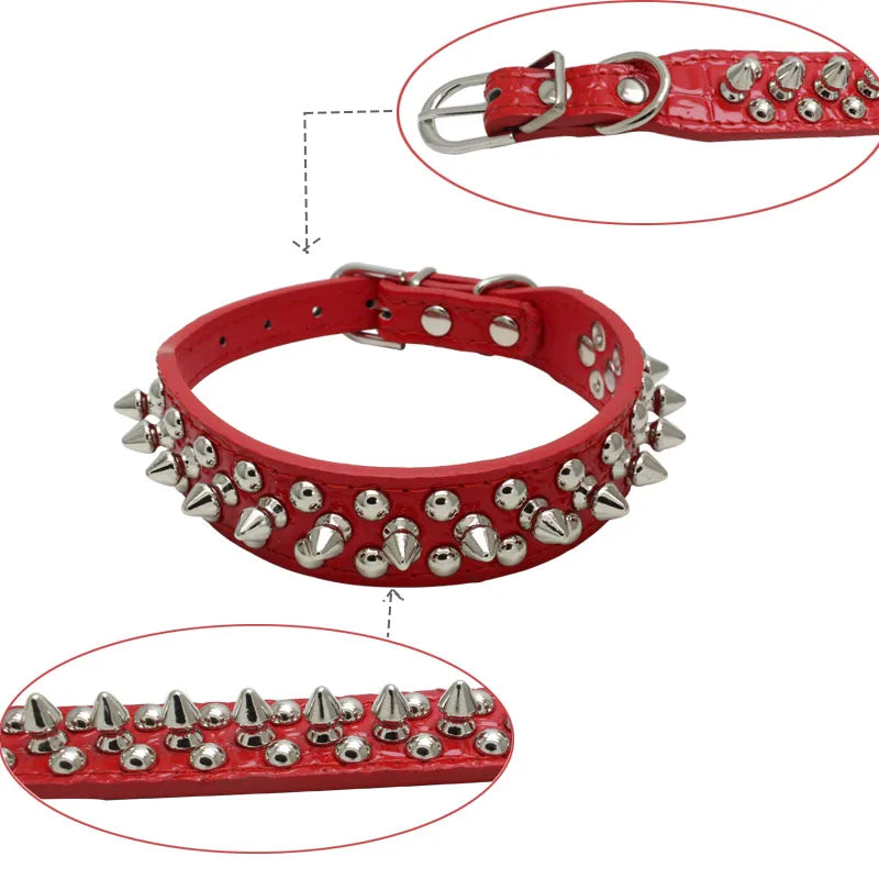 Quality Leather Dog Anti Bite Rivet Collar And Leash Set - Arthur's Wellness Emporium