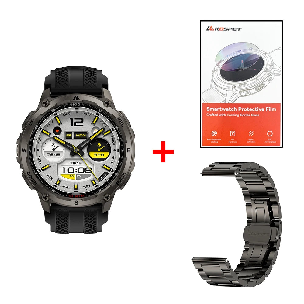 KOSPET Tank T4 Smart Watch For Men GPS Offline Maps - Arthur's Wellness Emporium