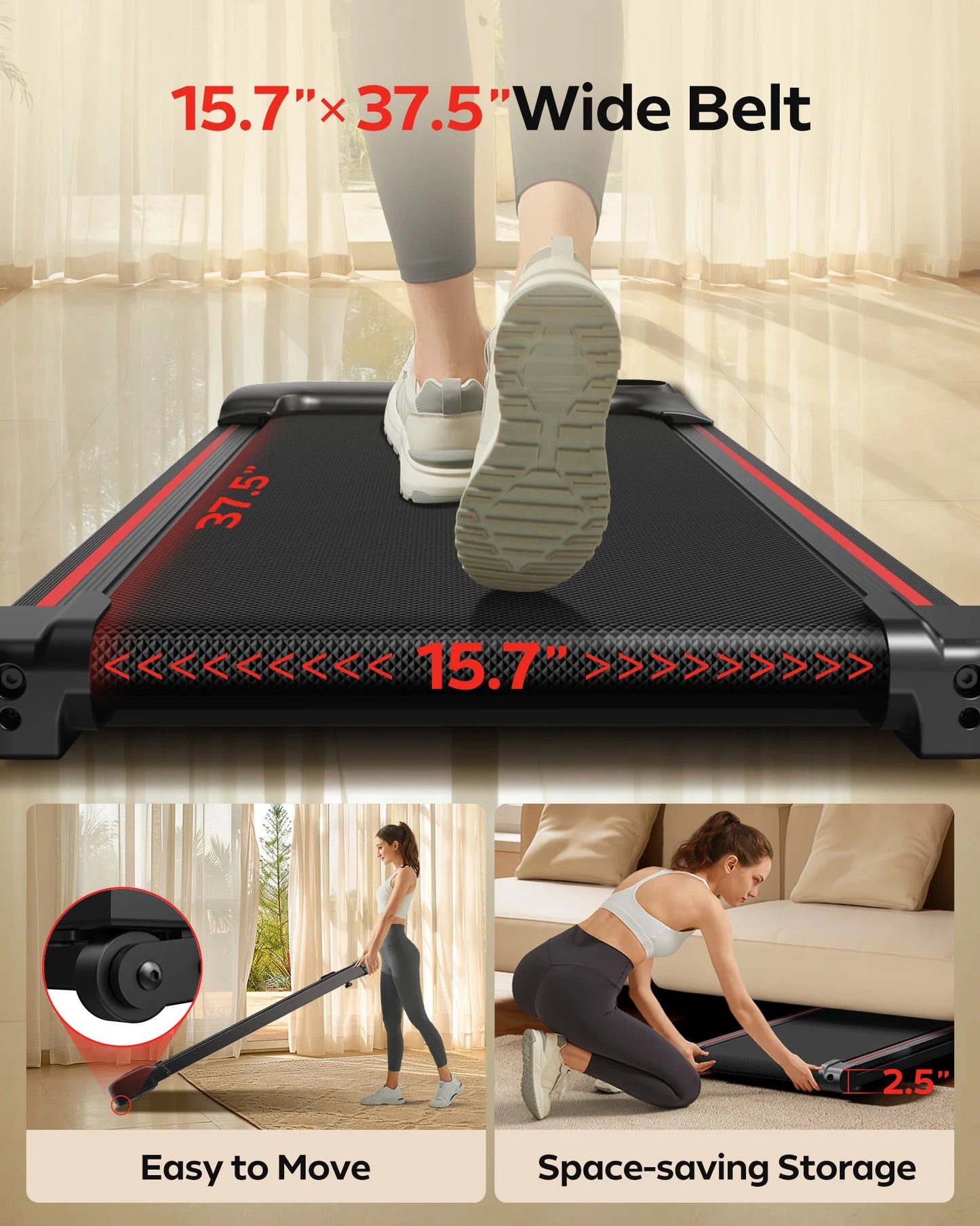 Cursor Fitness Under-Desk Treadmill 2.5 HP Incline With App