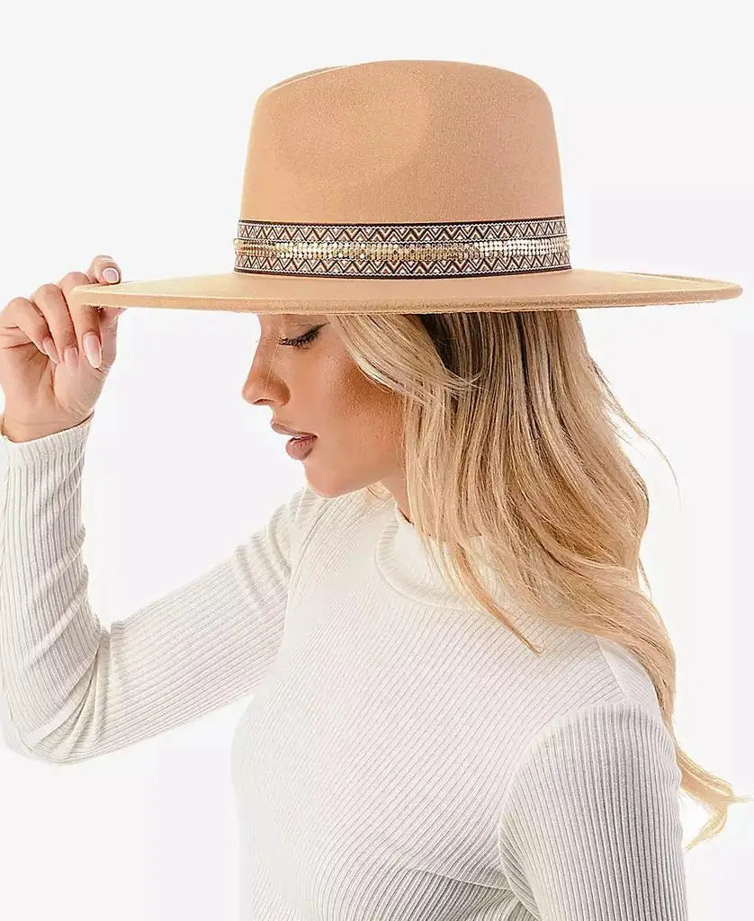 Marcus Adler Womens Wool Blend Panama Hat With Trim - Arthur's Wellness Emporium