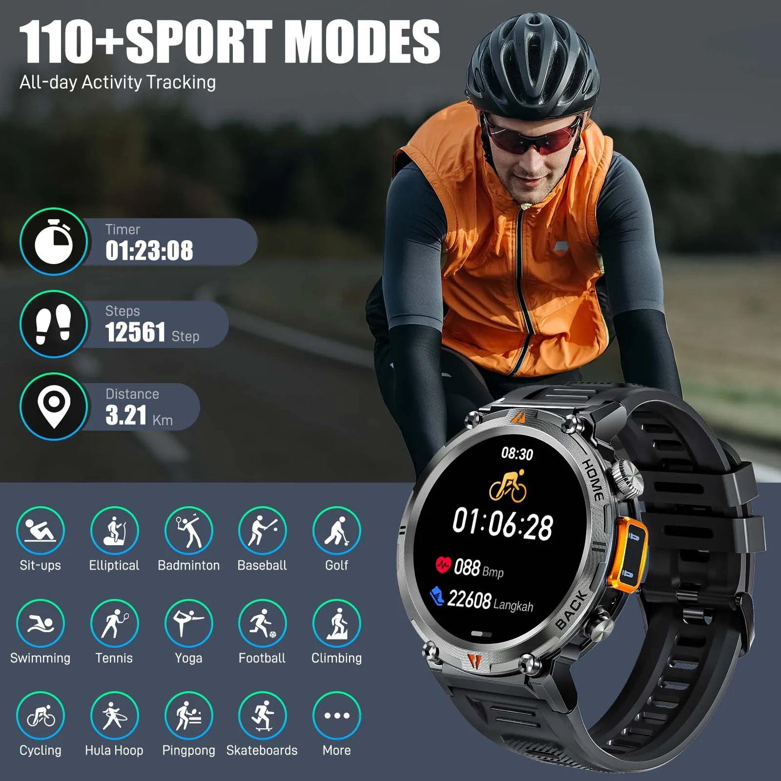 EIGIIS KE3 Bluetooth Call Smartwatch For Men With Heart Rate Monitor - Arthur's Wellness Emporium