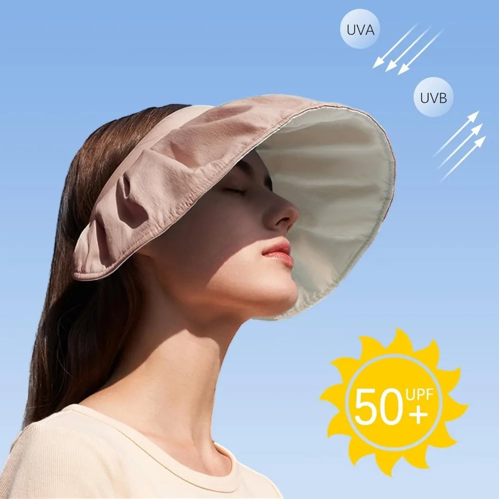 Womens Clip On Foldable Wide Brim Golf Visor UV Protection - Arthur's Wellness Emporium