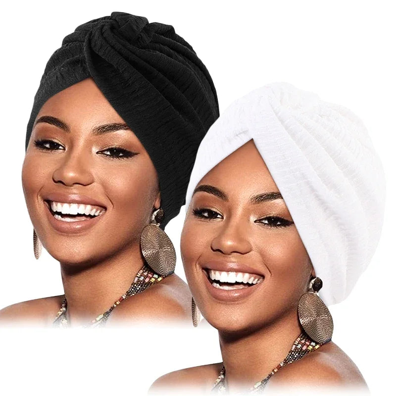 Gathertop Women Pleated Twist Knot Turban Chemo Cap Beanie