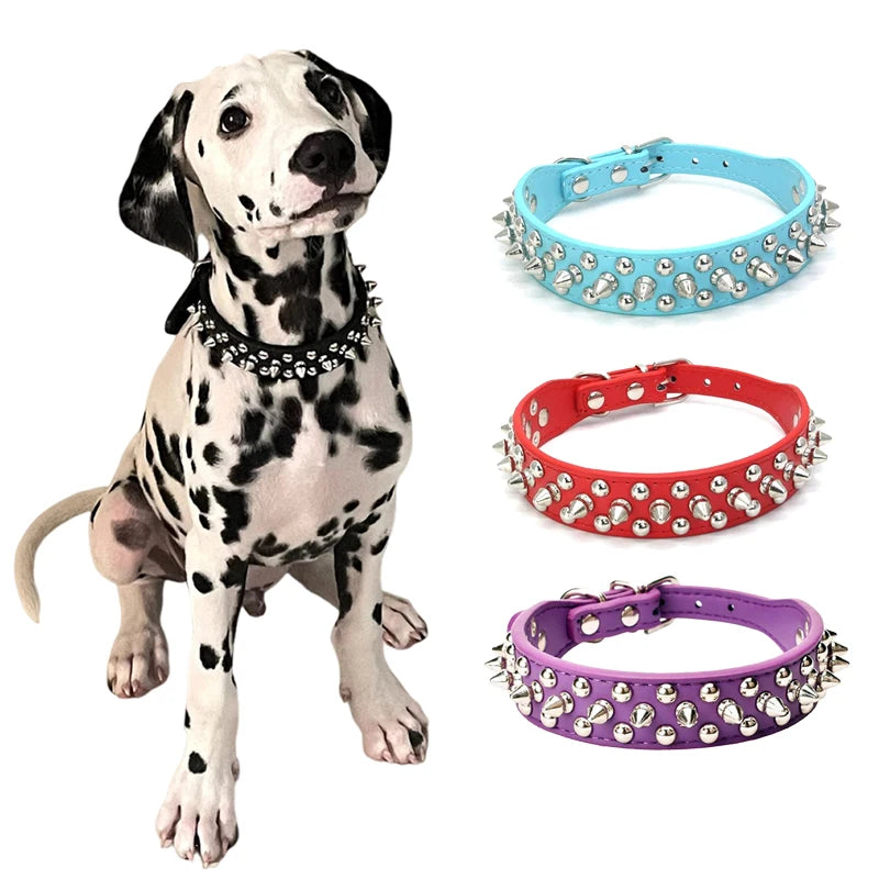 Quality Leather Dog Anti Bite Rivet Collar And Leash Set - Arthur's Wellness Emporium