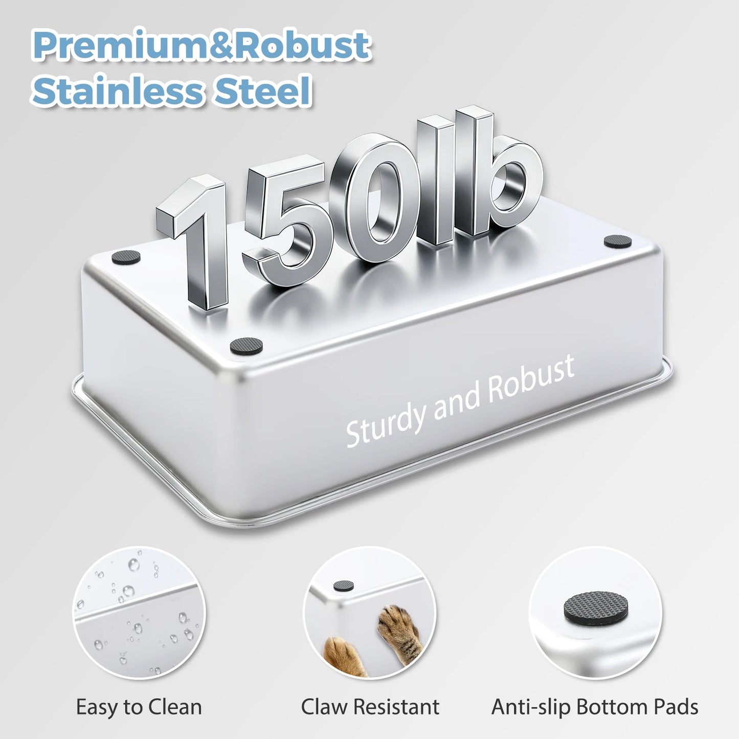 Stainless Steel Cat Litter Box With Scoop High Sides Indoor - Arthur's Wellness Emporium