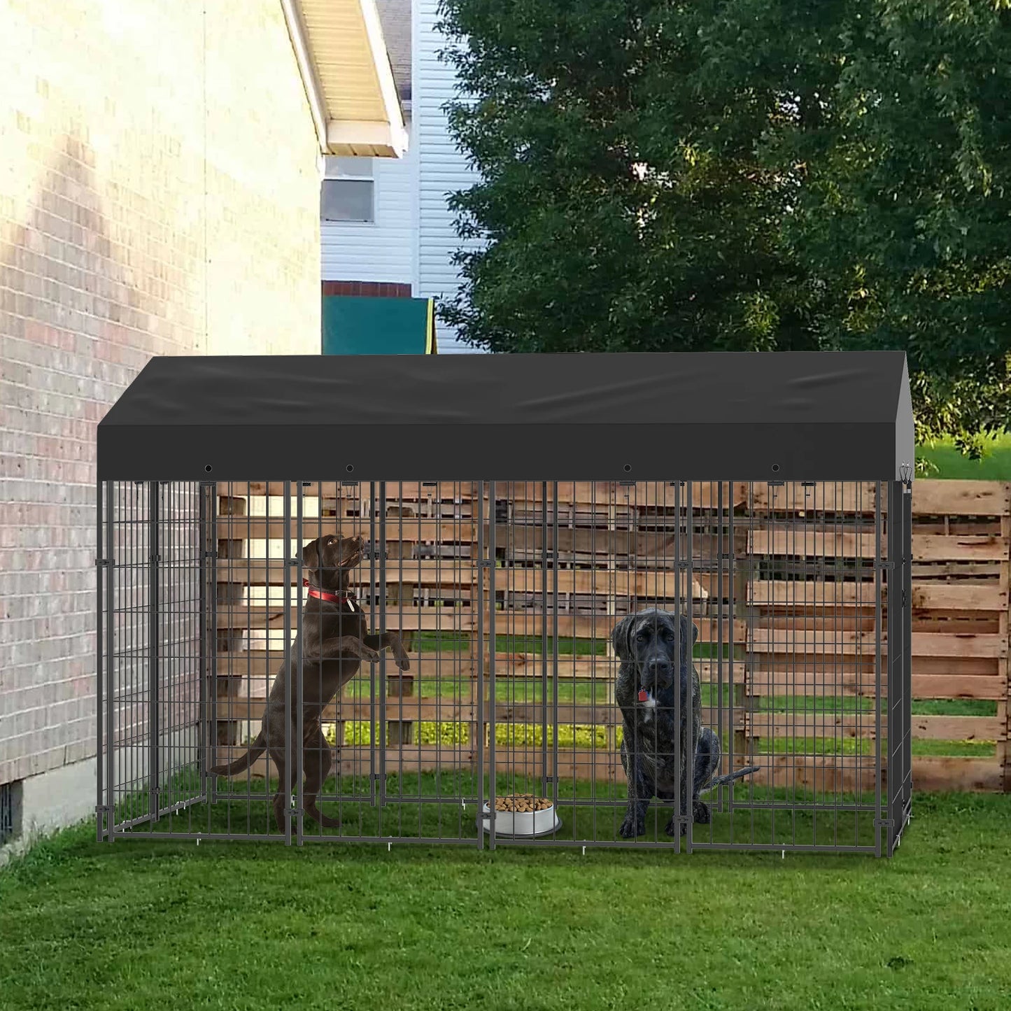 BINGOPAW Dog Kennel Outdoor Welded Wire Crate With Cover - Arthur's Wellness Emporium
