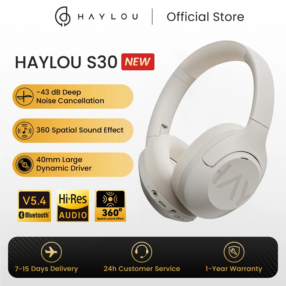 Haylou S30 ANC Wireless Headphones Bluetooth 5.4 HiRes Earphones