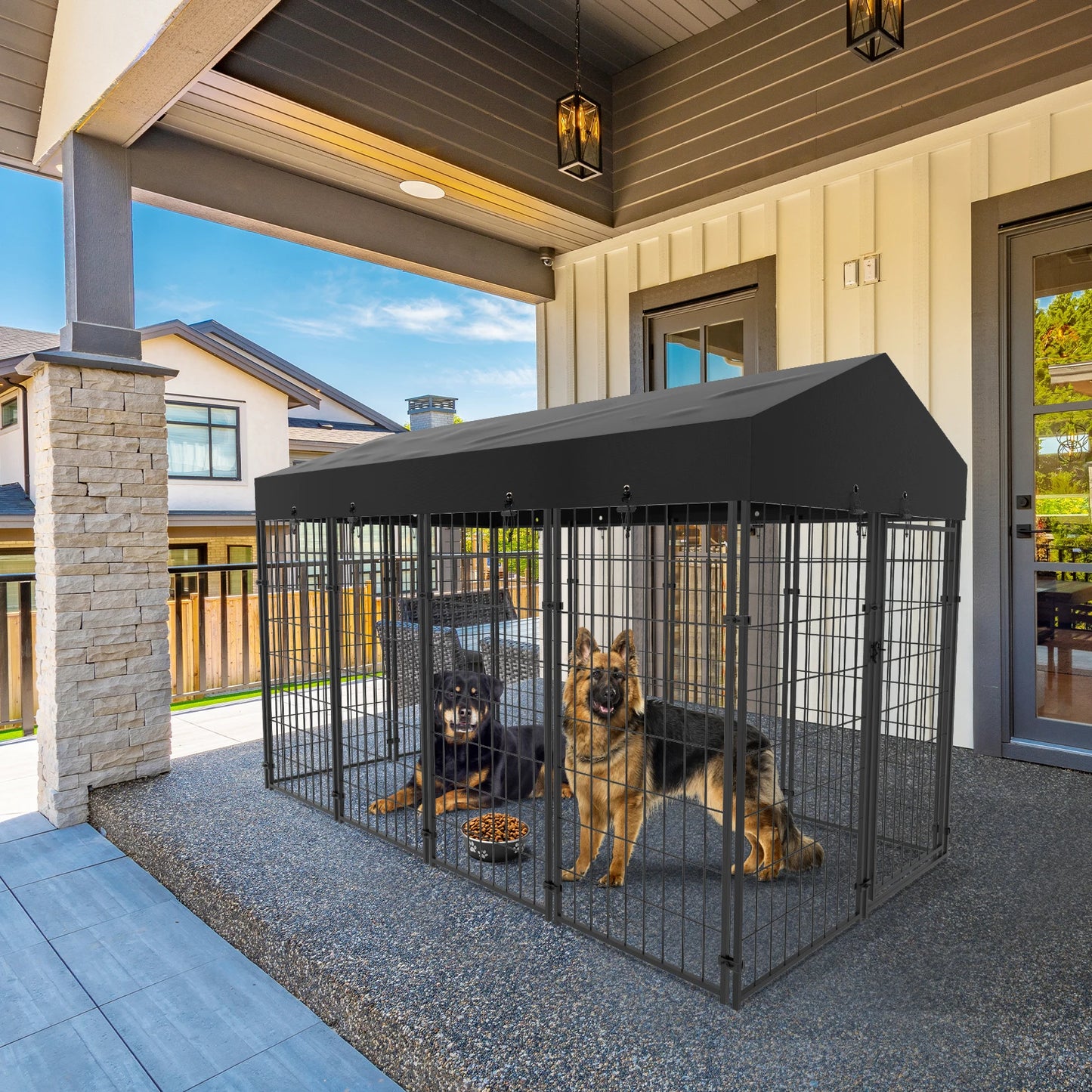 BINGOPAW Dog Kennel Outdoor Welded Wire Crate With Cover - Arthur's Wellness Emporium
