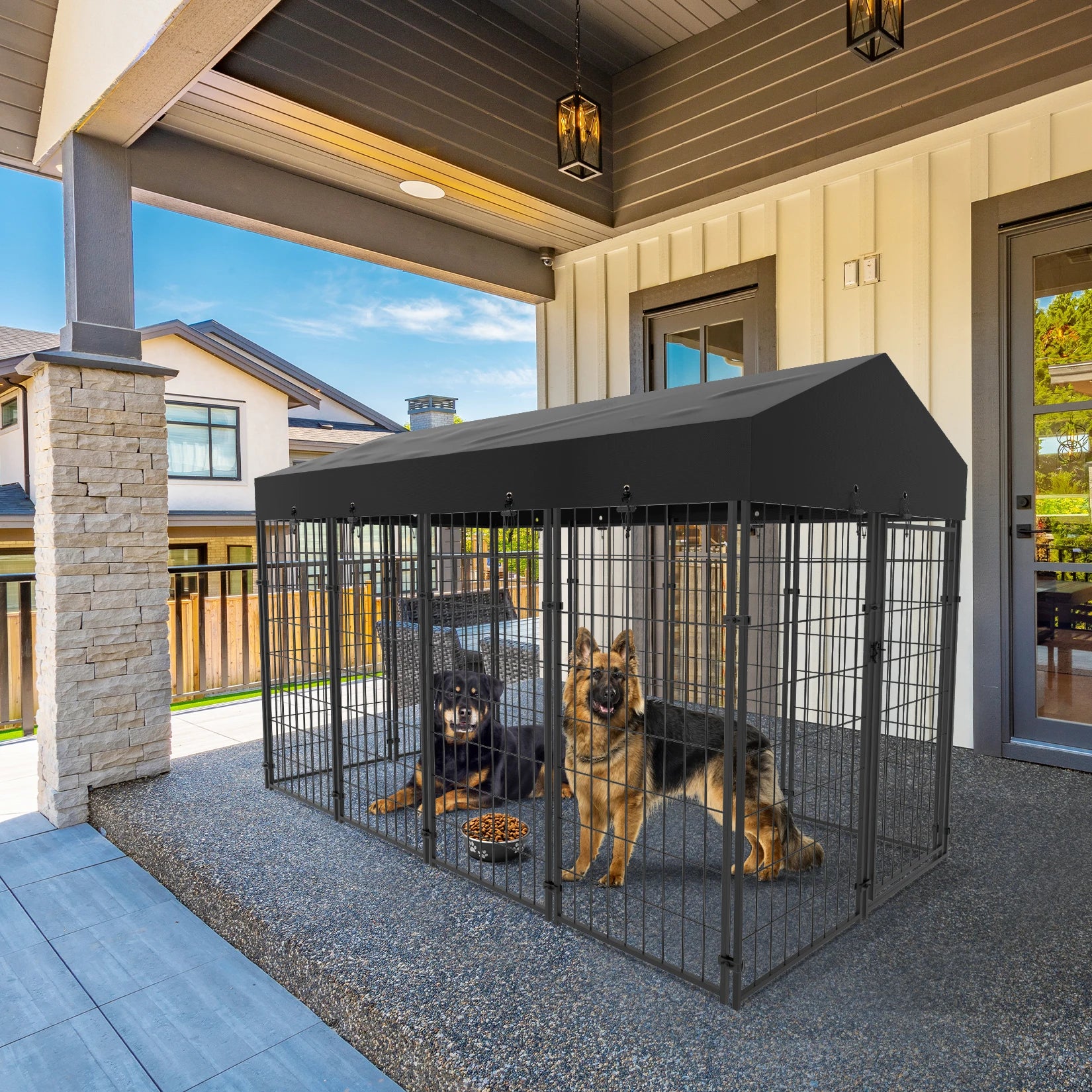 BINGOPAW Dog Kennel Outdoor Welded Wire Crate With Cover - Arthur's Wellness Emporium