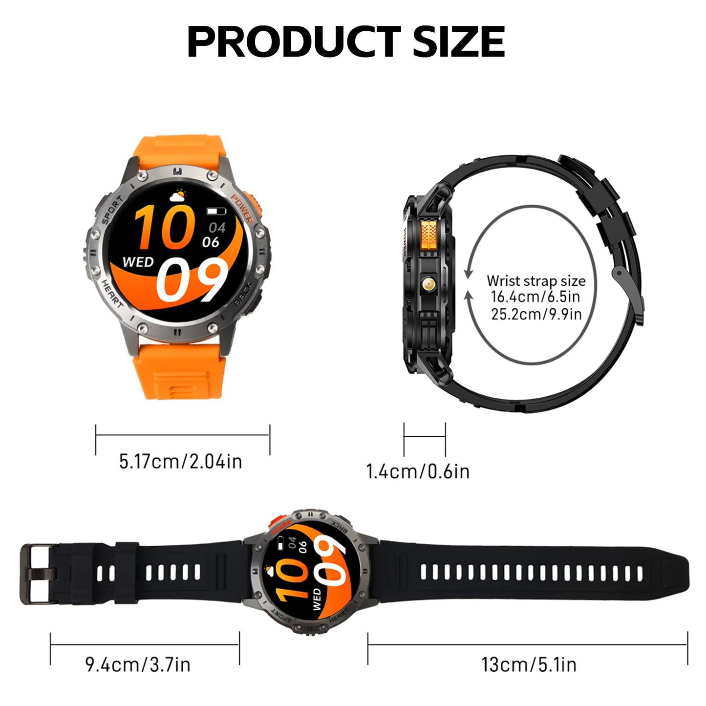 LaNikar Rugged Smart Watch With Wireless Calling BLE5.1 Fitness Tracker - Arthur's Wellness Emporium