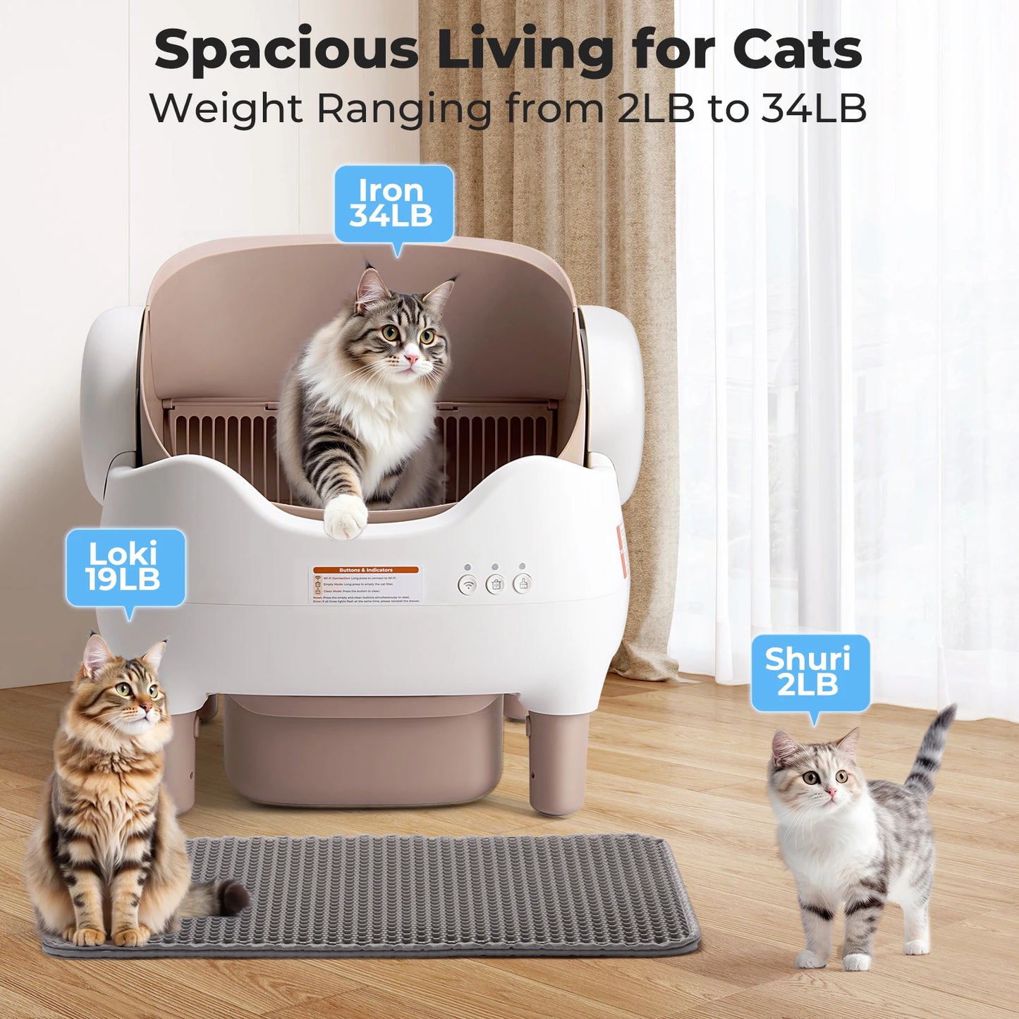 Lunapurr Self Cleaning Cat Litter Box With App Control Open Top - Arthur's Wellness Emporium