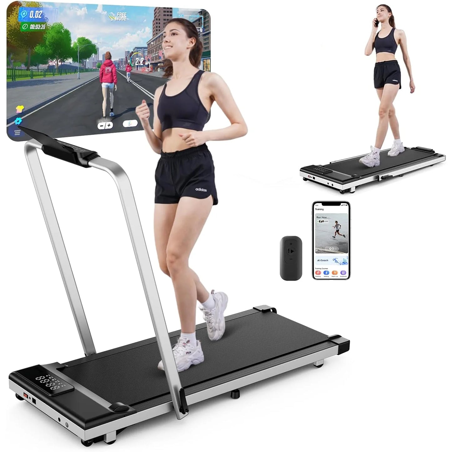 Superun 3in1 Walking Pad Treadmill Under Desk Foldable 300Lb Capacity - Arthur's Wellness Emporium
