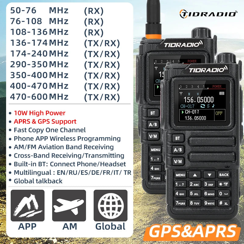 TIDRADIO TD-H9 10W Long Range Walkie Talkie With GPS APRS