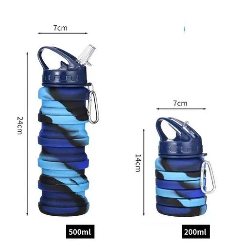 Portable Silicone Water Bottle Retractable Folding Cup For Outdoor Travel