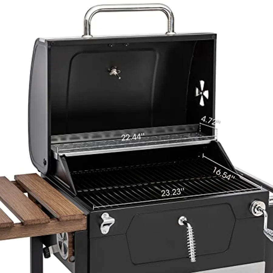 CD1824M Grill Smoker With Handle And Folding Table Outdoors