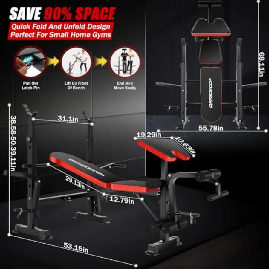 XMSJ 6 In 1 Adjustable Weight Bench With Leg Extensions