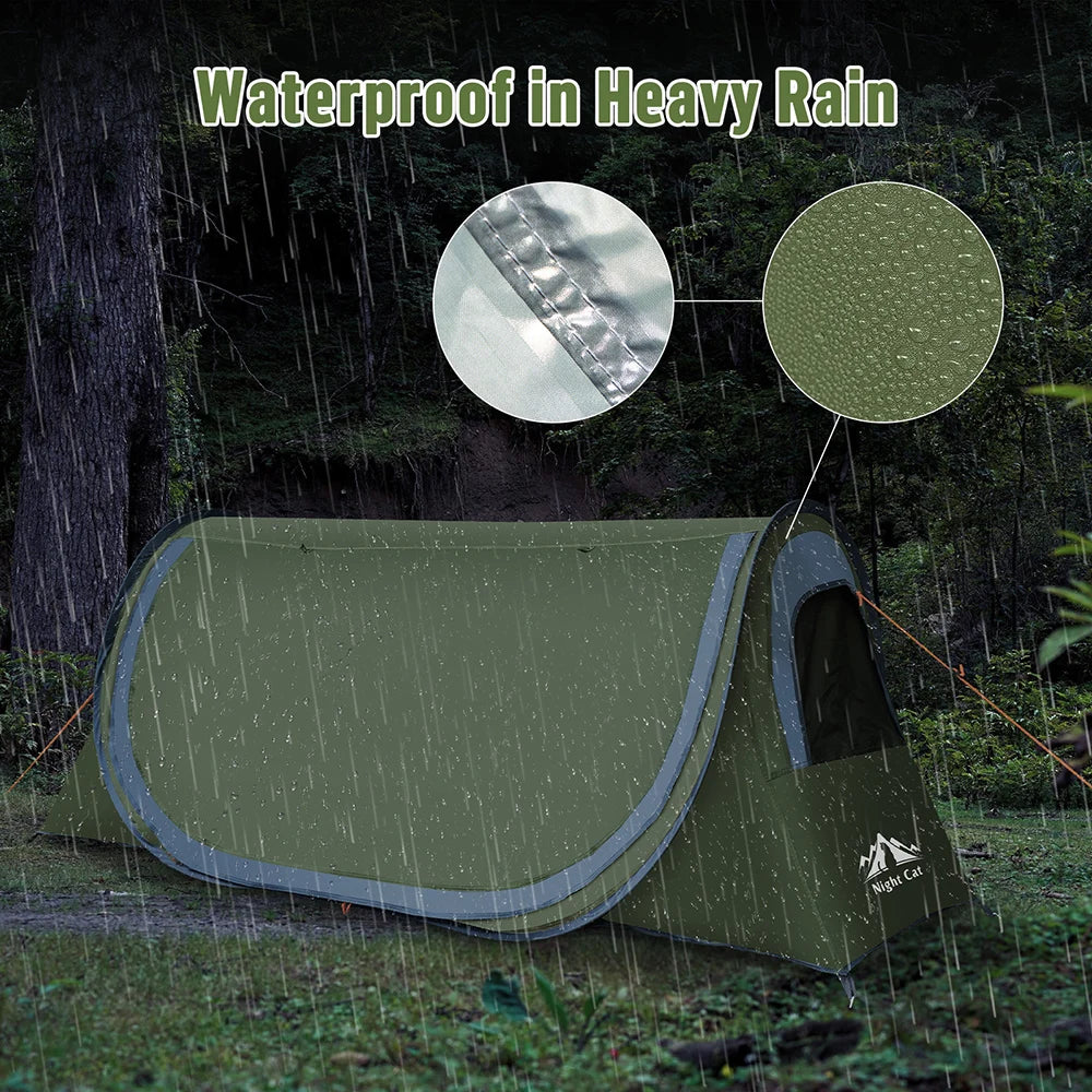 Night Cat Pop Up 1 Person Camping Tent Waterproof Instant Setup - Arthur's Wellness Emporium