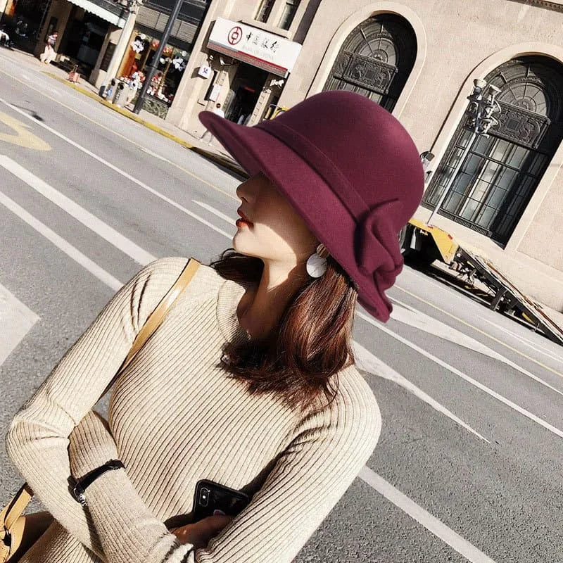 FAITOLAGICN Bowknit Dome Fedora Hat For Women Winter
