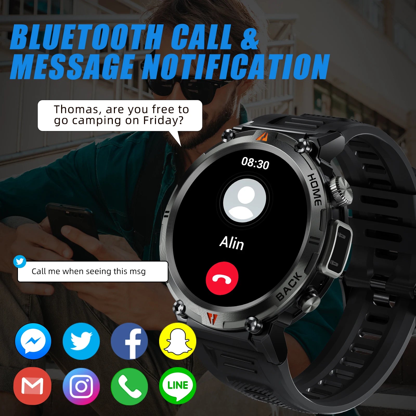 LaNikar KE3 Smart Watch Bluetooth Call Health Monitor Android - Arthur's Wellness Emporium