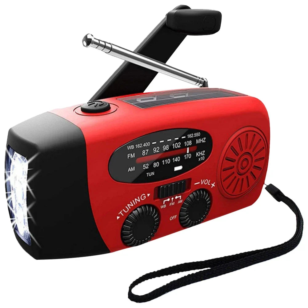 ANENG Emergency Solar Hand Crank Weather Radio With LED Flashlight