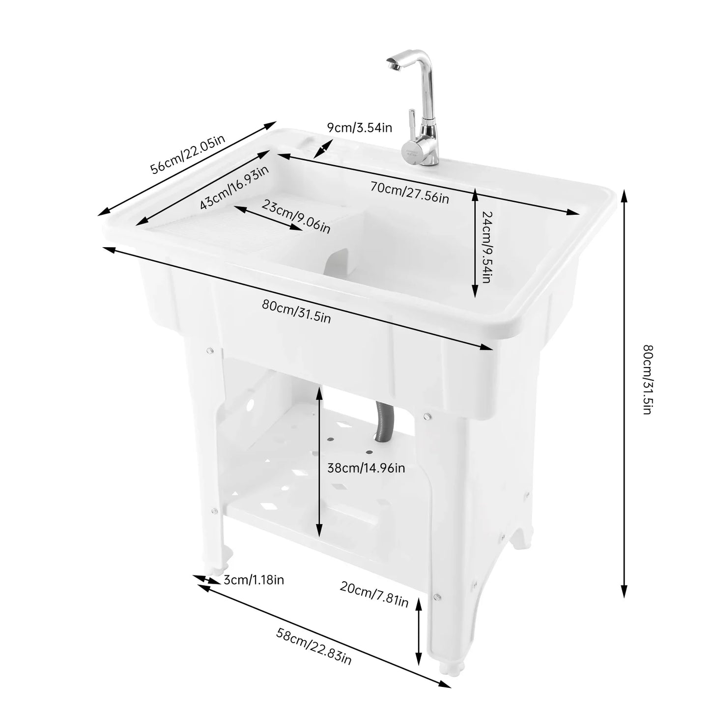 Outdoor Freestanding Plastic Utility Sink For Laundry Rooms Bathrooms - Arthur's Wellness Emporium