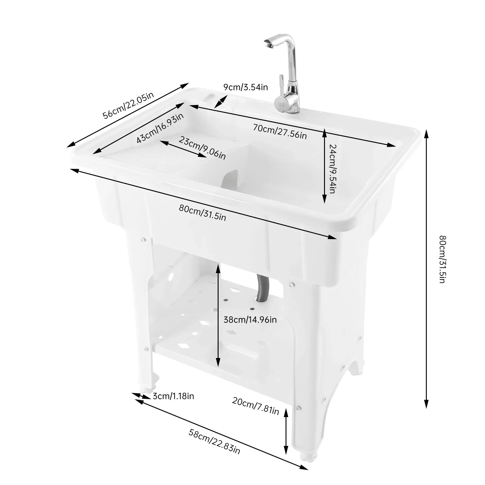 Outdoor Freestanding Plastic Utility Sink For Laundry Rooms Bathrooms - Arthur's Wellness Emporium