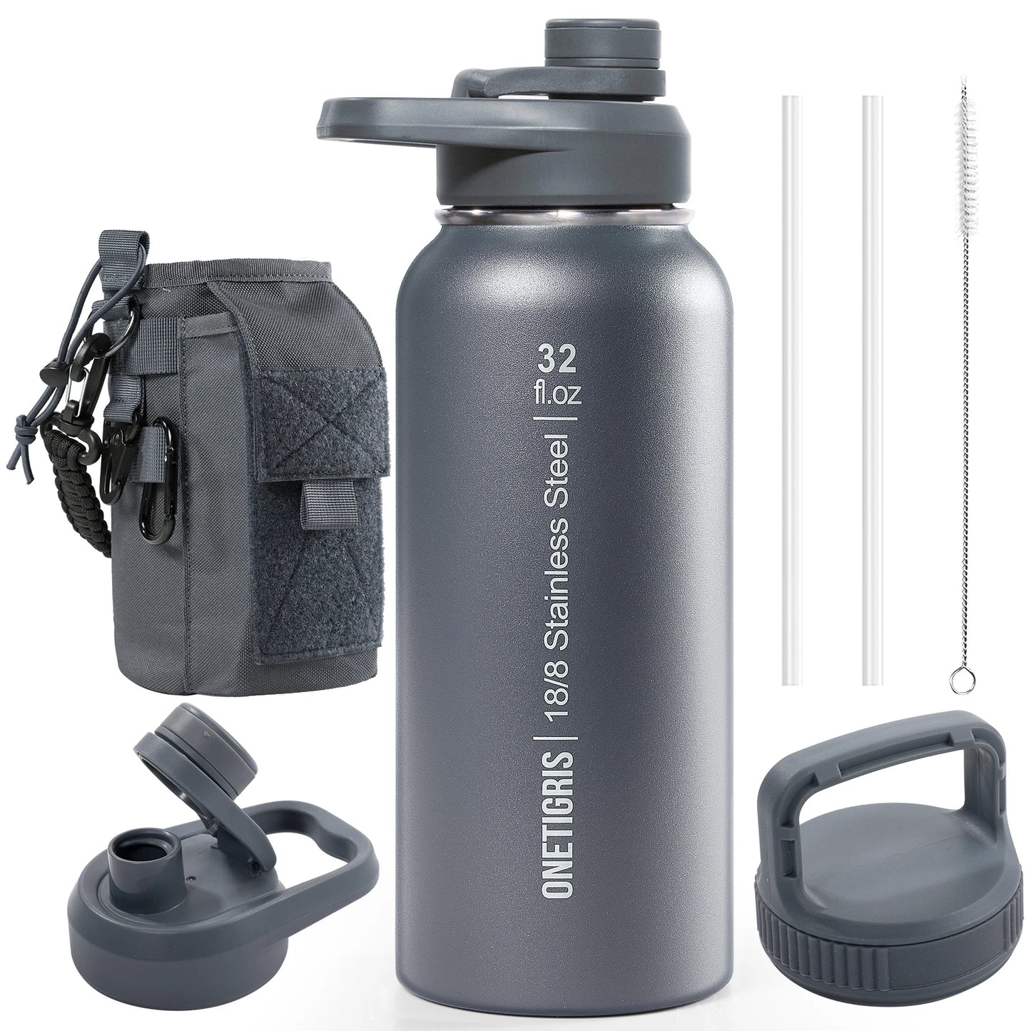 ONETIGRIS Insulated Tactical Stainless Steel Water Bottle With Straw