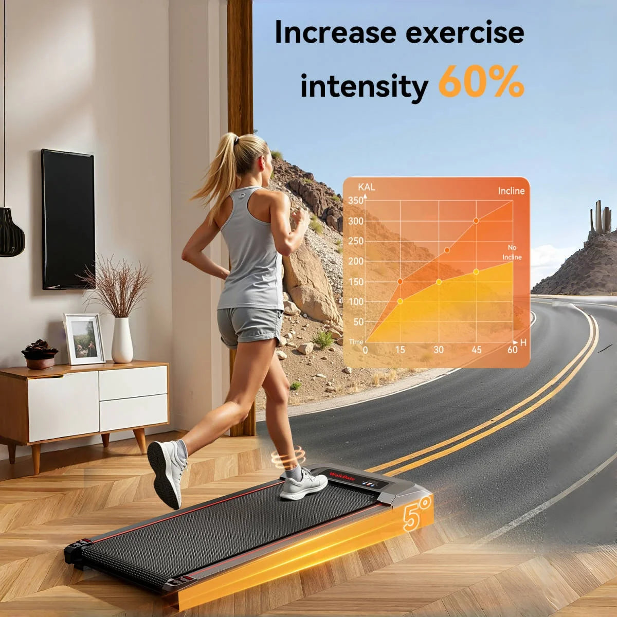 Driving Electric Treadmill Walking Pad 8 Km Hour With LCD