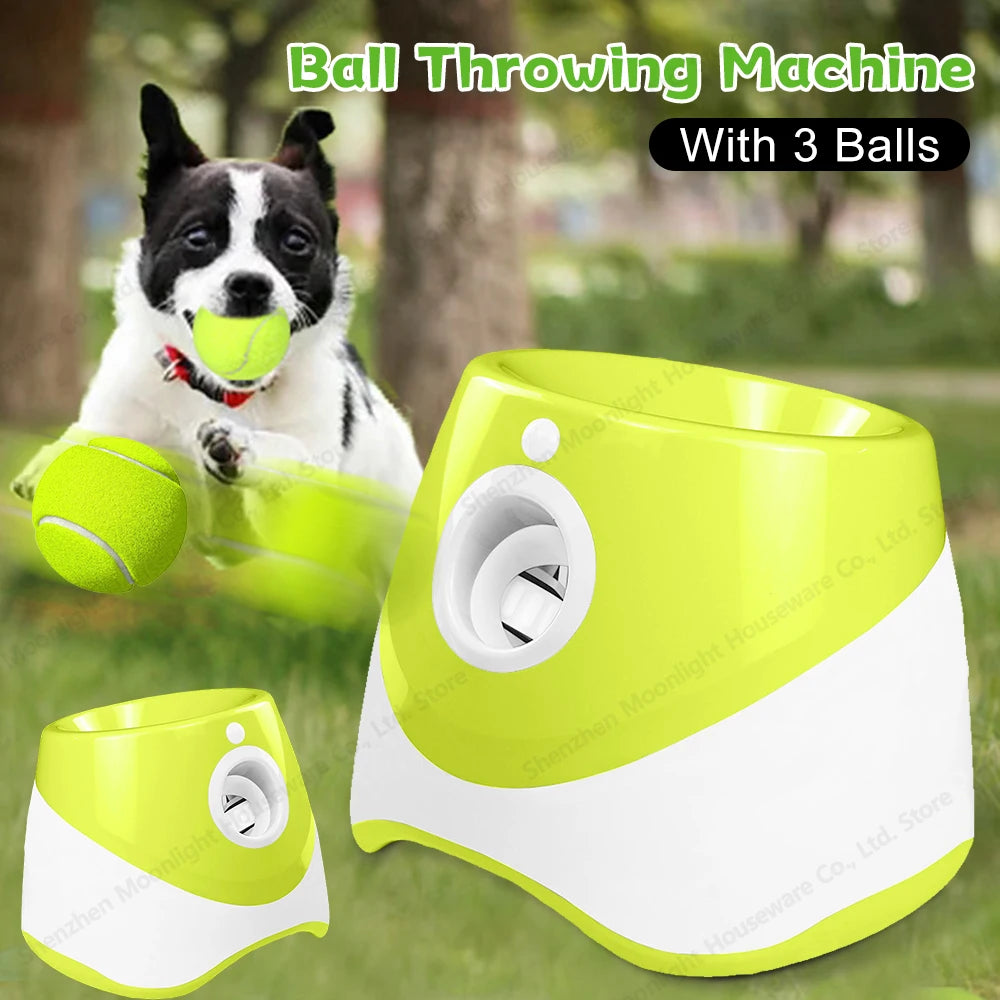 Automatic Dog Ball Thrower Launcher With 3 Tennis Balls - Arthur's Wellness Emporium