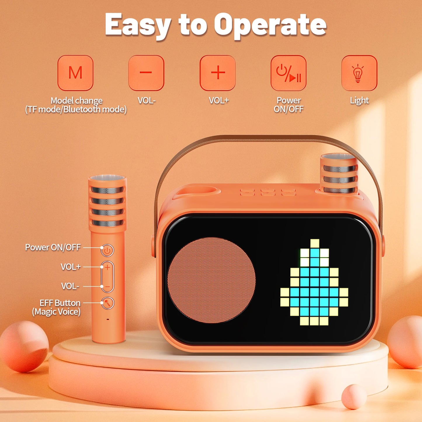 FanFun D58 Mini Bluetooth Karaoke Machine With Two Wireless Microphones