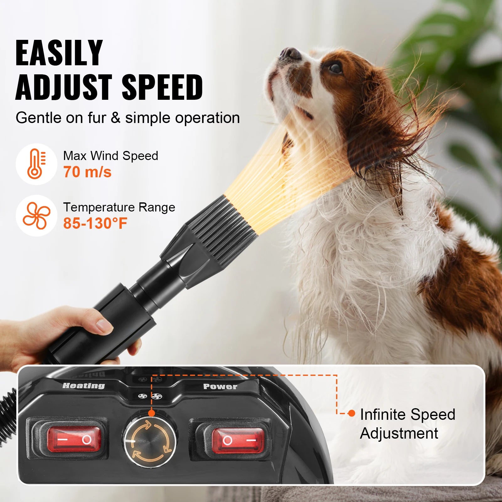SucceBuy 2000W Dog Dryer With Adjustable Speed And Nozzle Set - Arthur's Wellness Emporium