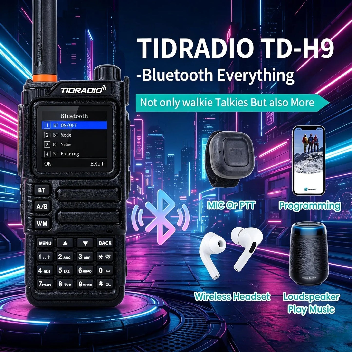 TIDRADIO TD-H9 10W Long Range Walkie Talkie With GPS APRS