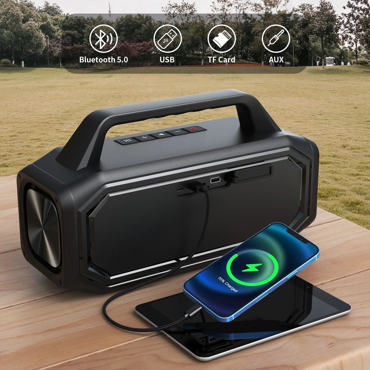W-King 80W Portable Bluetooth Speaker Outdoor IPX6 Bass Boost - Arthur's Wellness Emporium