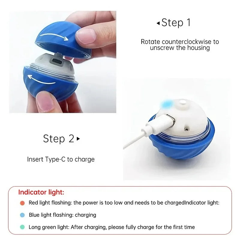Automatic Moving Dog Ball Toy USB Interactive Puppy Chew Ball