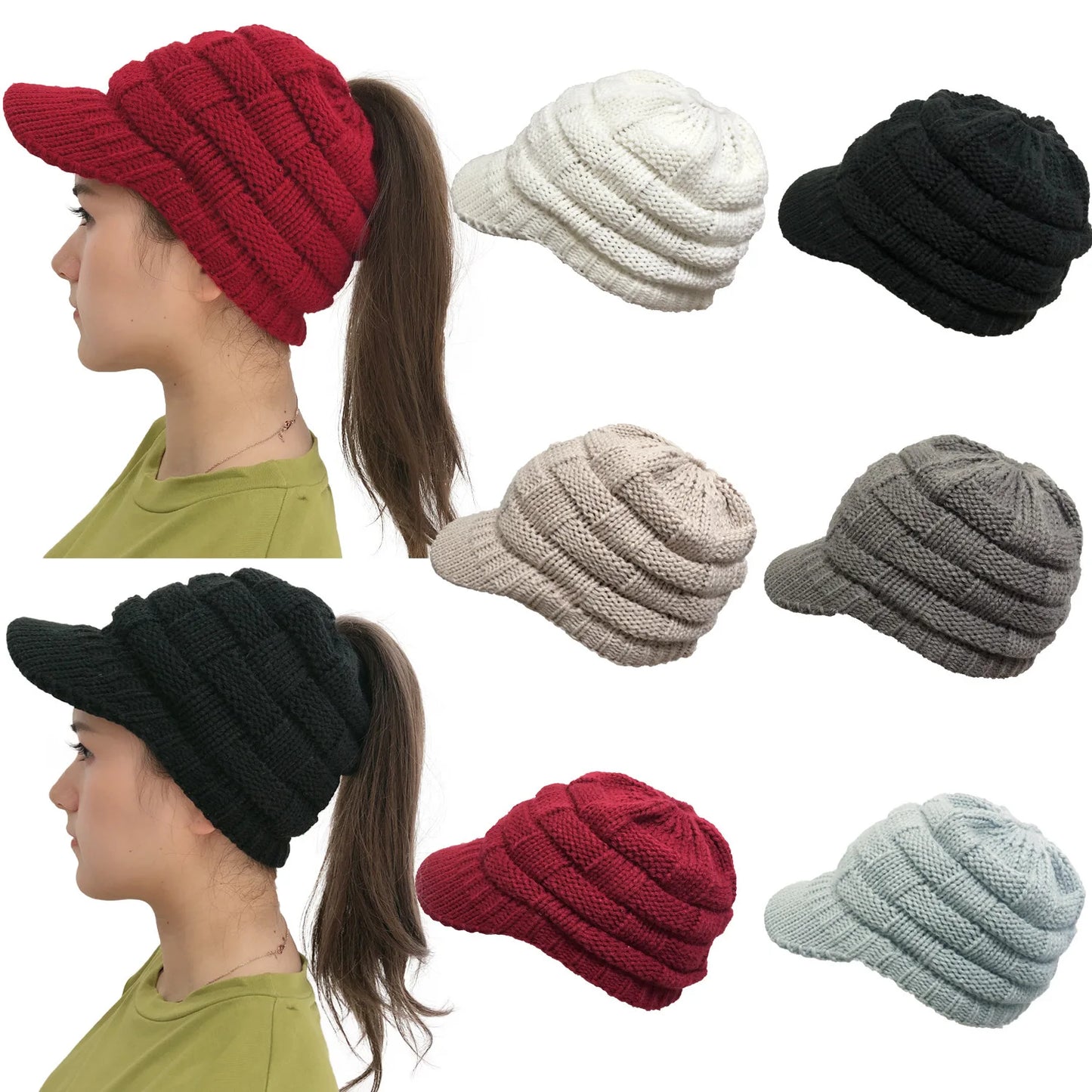 Thermal Ponytail Hat For Women Hollow Brim Baseball Cap Autumn Winter
