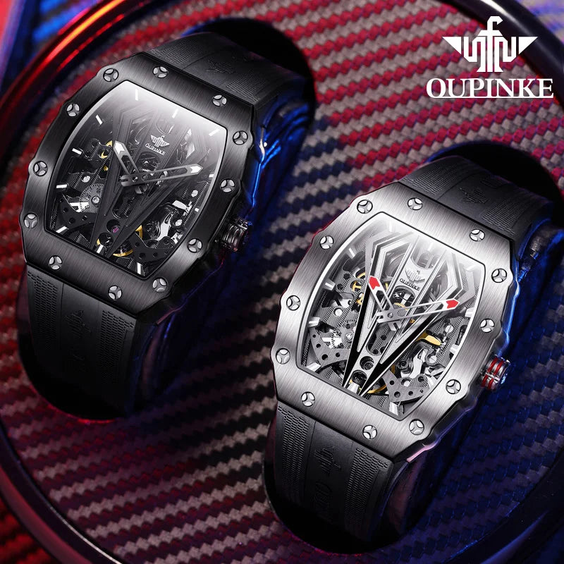 OUPINKE Men's Luxury Automatic Skeleton Watch Waterproof