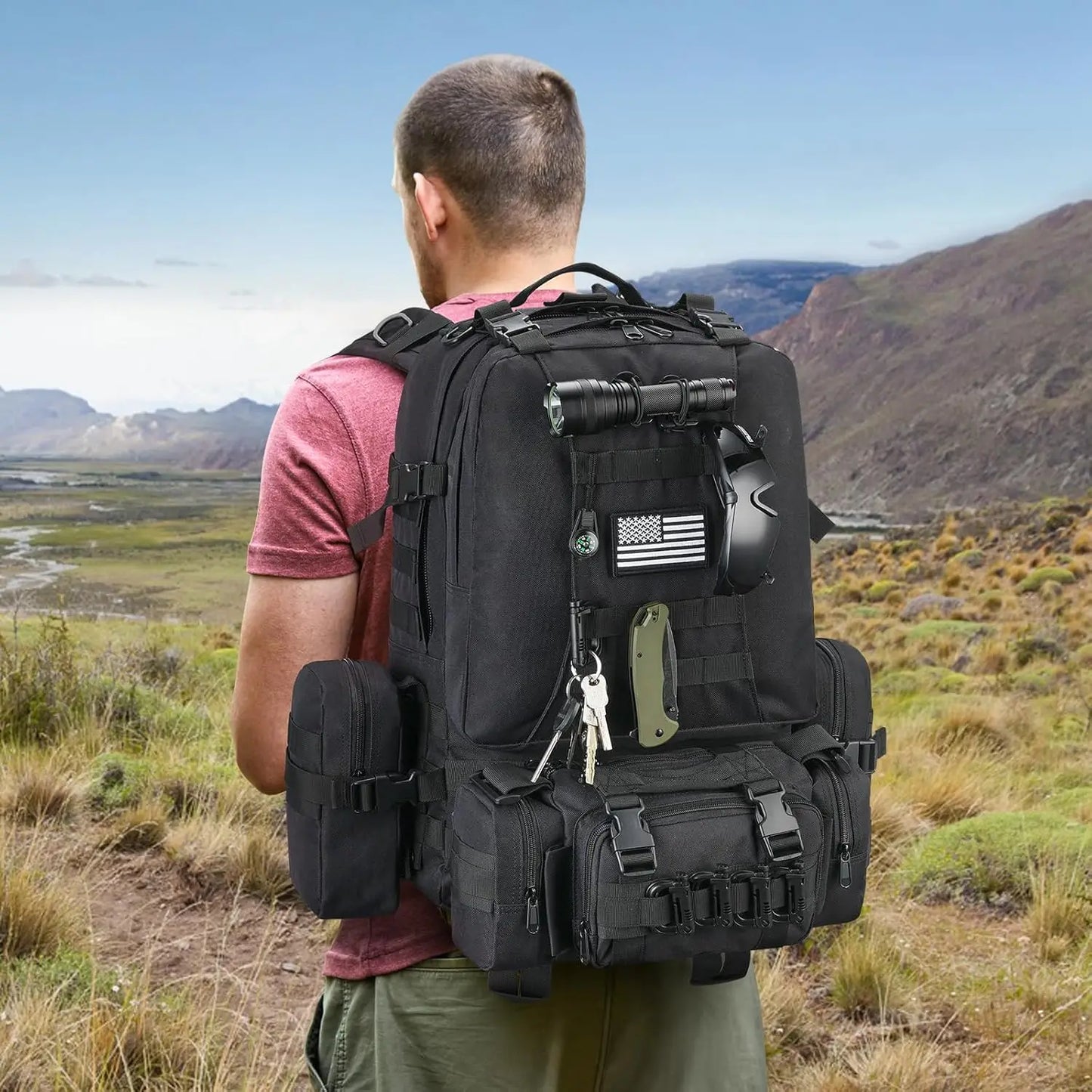 XMSJ Tactical Backpack Rucksack with MOLLE D Ring for Survival Hiking - Arthur's Wellness Emporium
