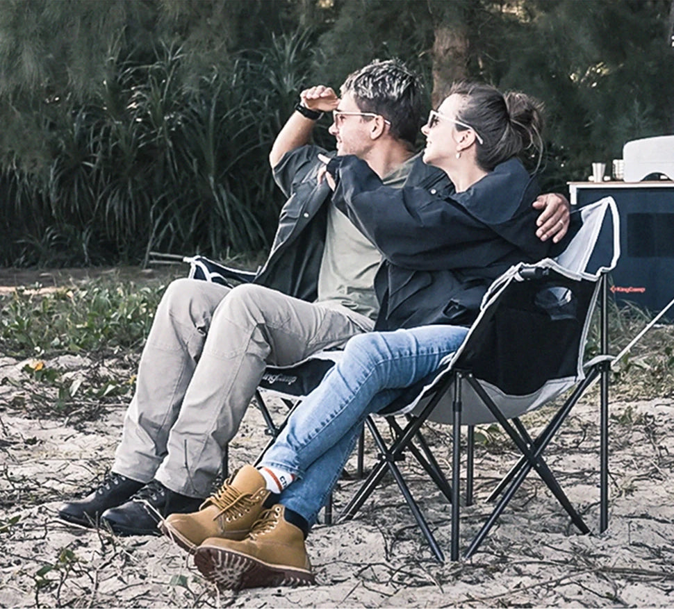 WESTTUNE Double Camping Chair Outdoor Folding Sofa With Cup Holder - Arthur's Wellness Emporium