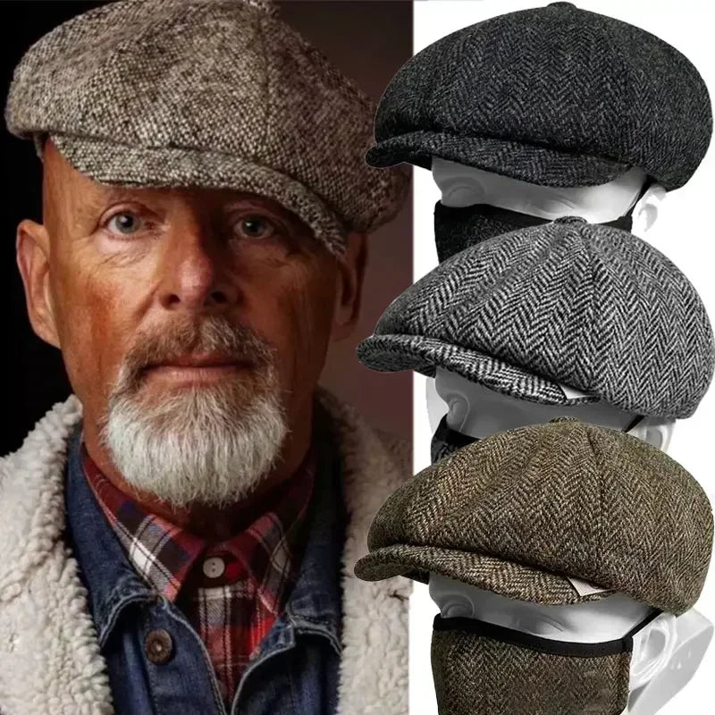 Classic Vintage Tweed Beret Hat For Men And Women Cap