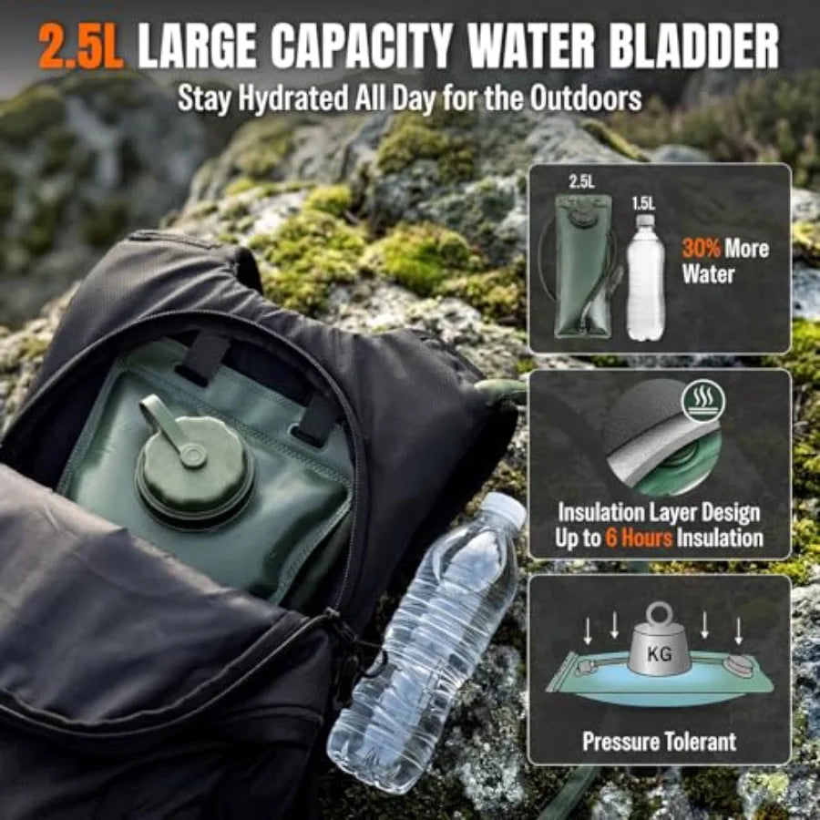 Hydration Hiking Backpack With Water Bladder Phone Pouch Helmet Holder - Arthur's Wellness Emporium