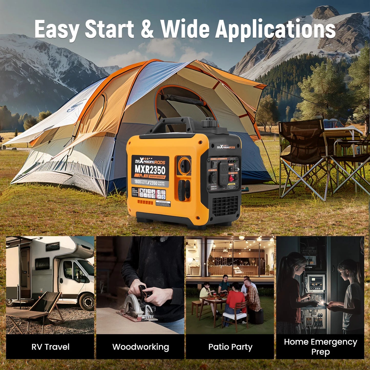 Maxpeedingrods 2350W Portable Gas Inverter Generator Parallel Ready For RV