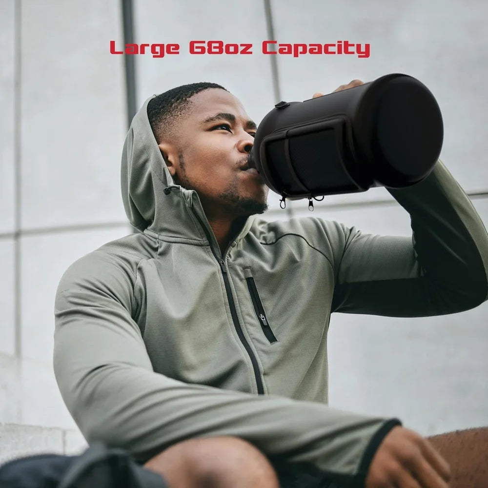 Care Water Bottle With Neoprene Sleeve And Carry Strap