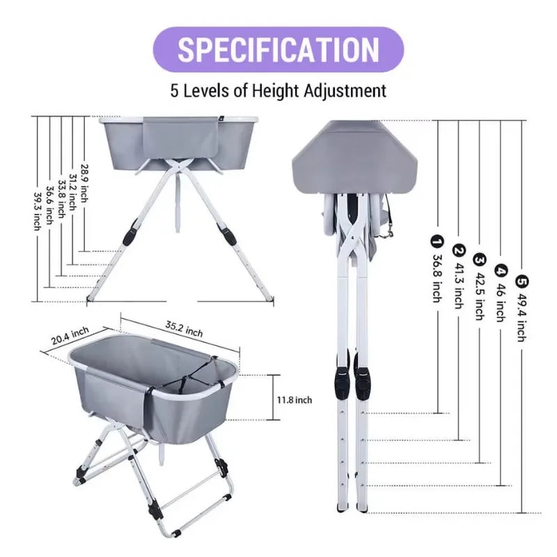 NONE Foldable Elevated Dog Bath Tub For Grooming Station Adjustable - Arthur's Wellness Emporium