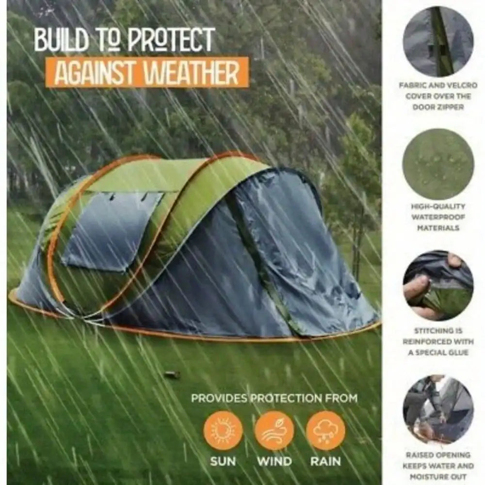 Camping Tent Easy Pop Up Two Doors UPF50 Waterproof - Arthur's Wellness Emporium