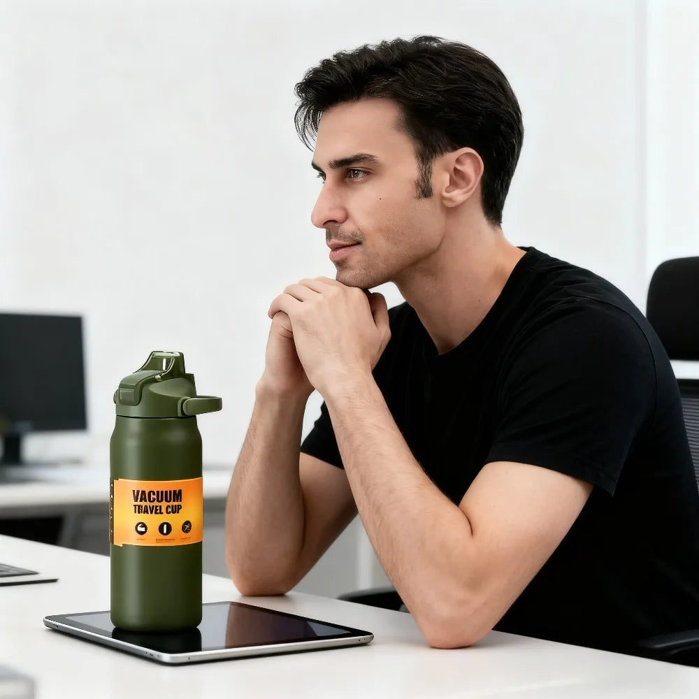 Drinkware Stainless Steel Vacuum Flask With Straw Thermos For Outdoor Use