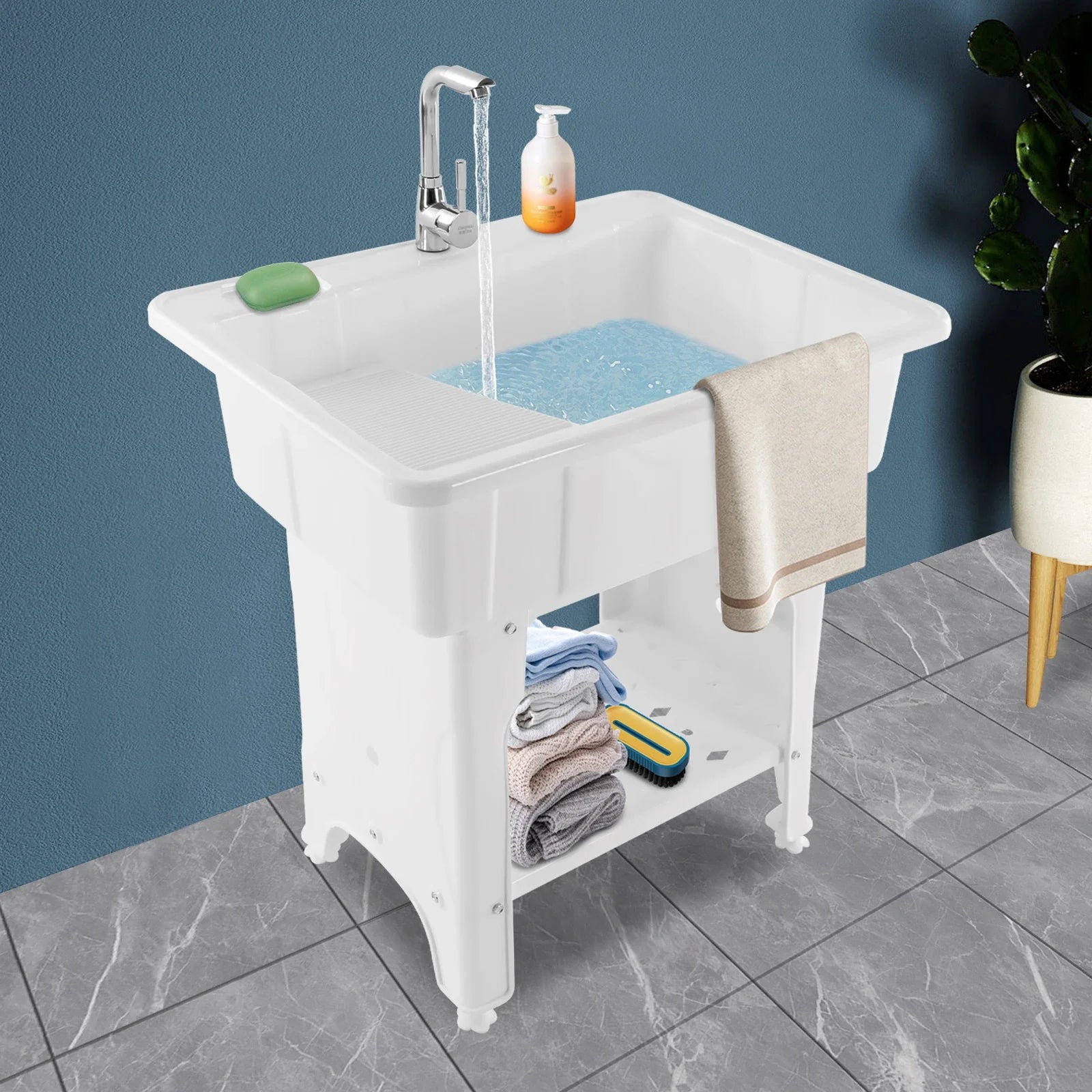 Outdoor Freestanding Plastic Utility Sink For Laundry Rooms Bathrooms - Arthur's Wellness Emporium