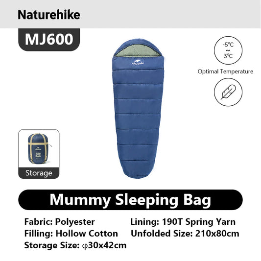 Naturehike Mummy Sleeping Bags MJ300 MJ600 Camping Winter - Arthur's Wellness Emporium
