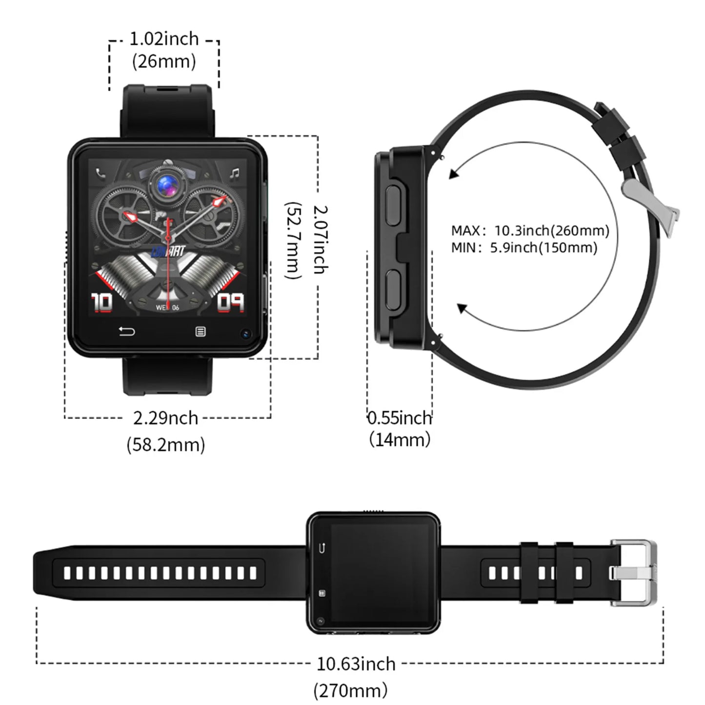 LOKMAT APPLLP 2 MAX Dual Camera Android 11 Smartwatch Phone - Arthur's Wellness Emporium