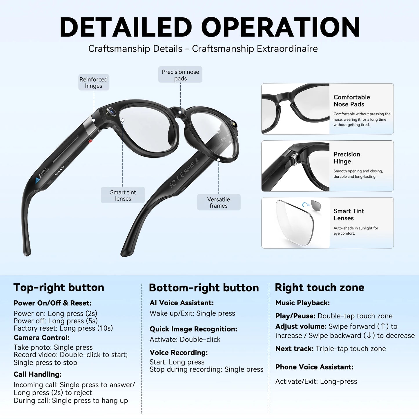 EIGIIS AI Smart Glasses Bluetooth Calling With AI Voice Translate - Arthur's Wellness Emporium