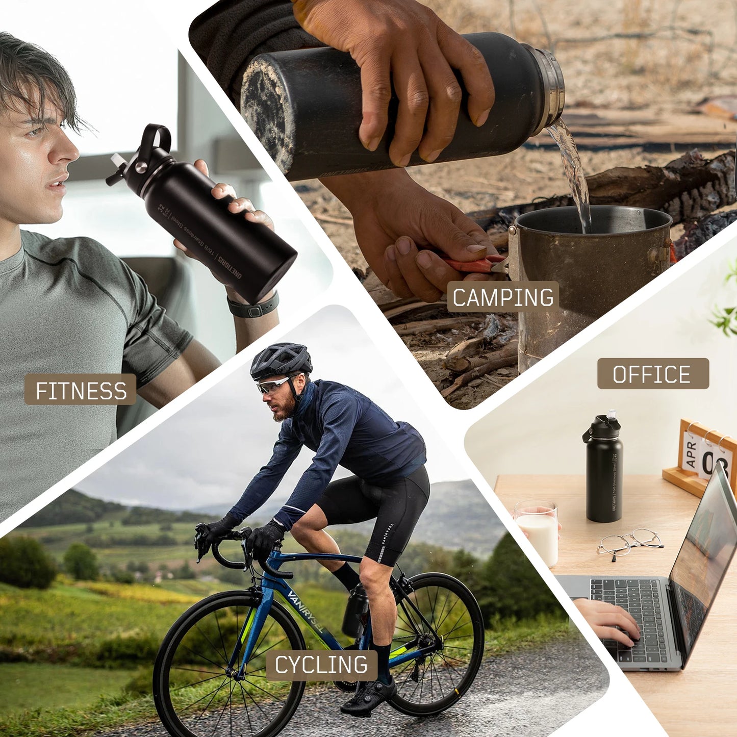 OneTigris Insulated Water Bottle With Straw For Travel And Hiking